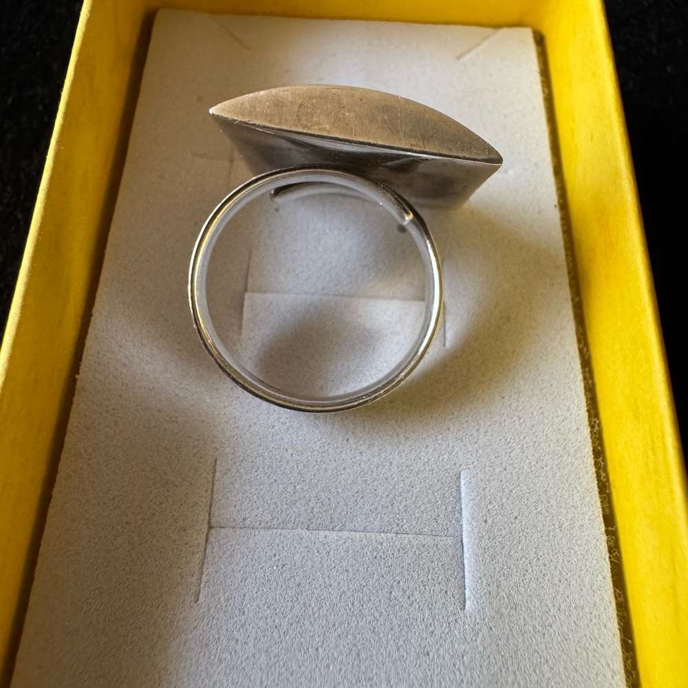 Silver Square Patterned Ring 925 - image 2